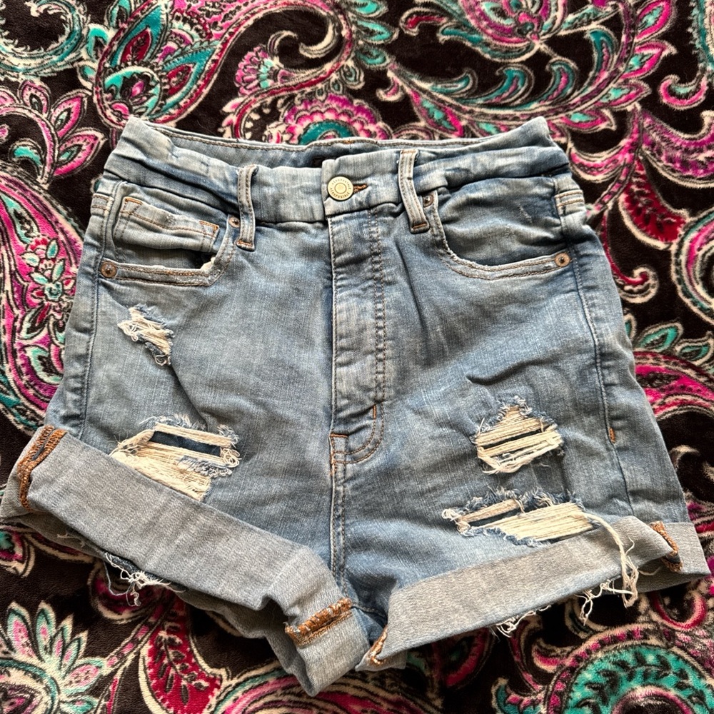 Aeropostale Light Blue Distressed Jean Shorts